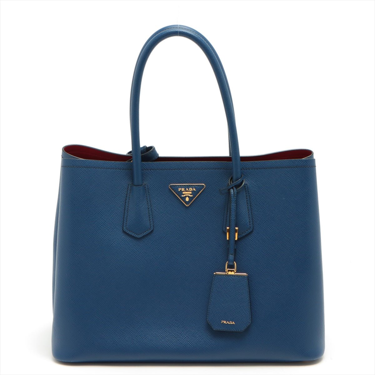 Second hand Prada Double Saffiano Leather 2 - Ways Tote Bag Blue - Tabita Bags