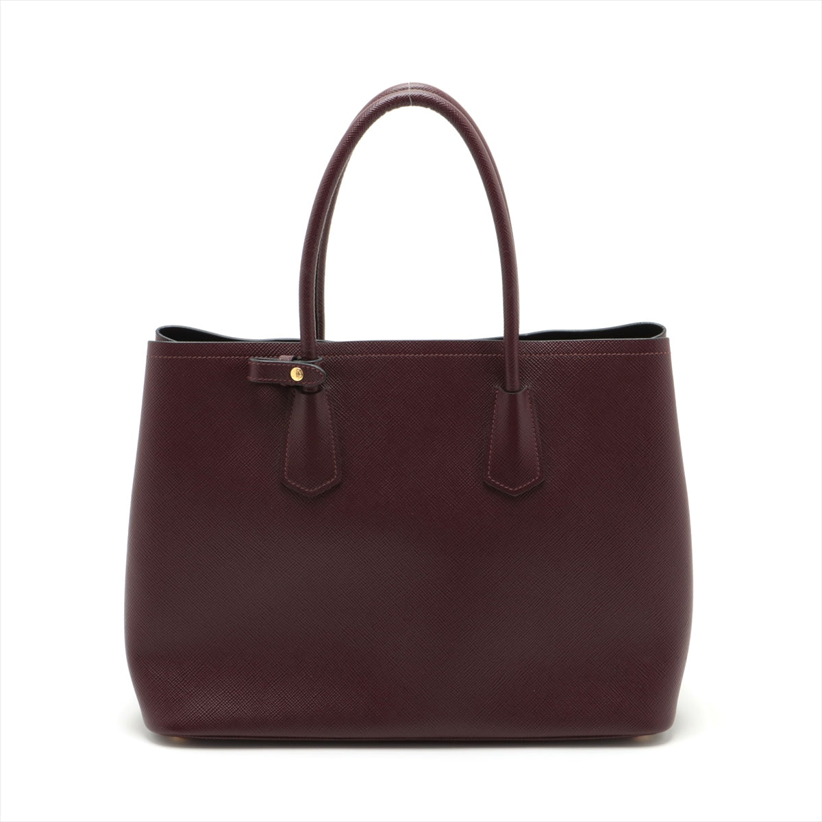 Second hand Prada Double Saffiano Leather Tote Bag Burgundy - Tabita Bags