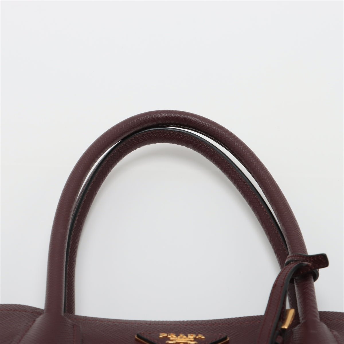 Second hand Prada Double Saffiano Leather Tote Bag Burgundy - Tabita Bags