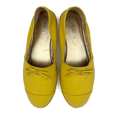 Second hand Prada Flat Espadrille Leather 38.5 Yellow - Tabita Bags