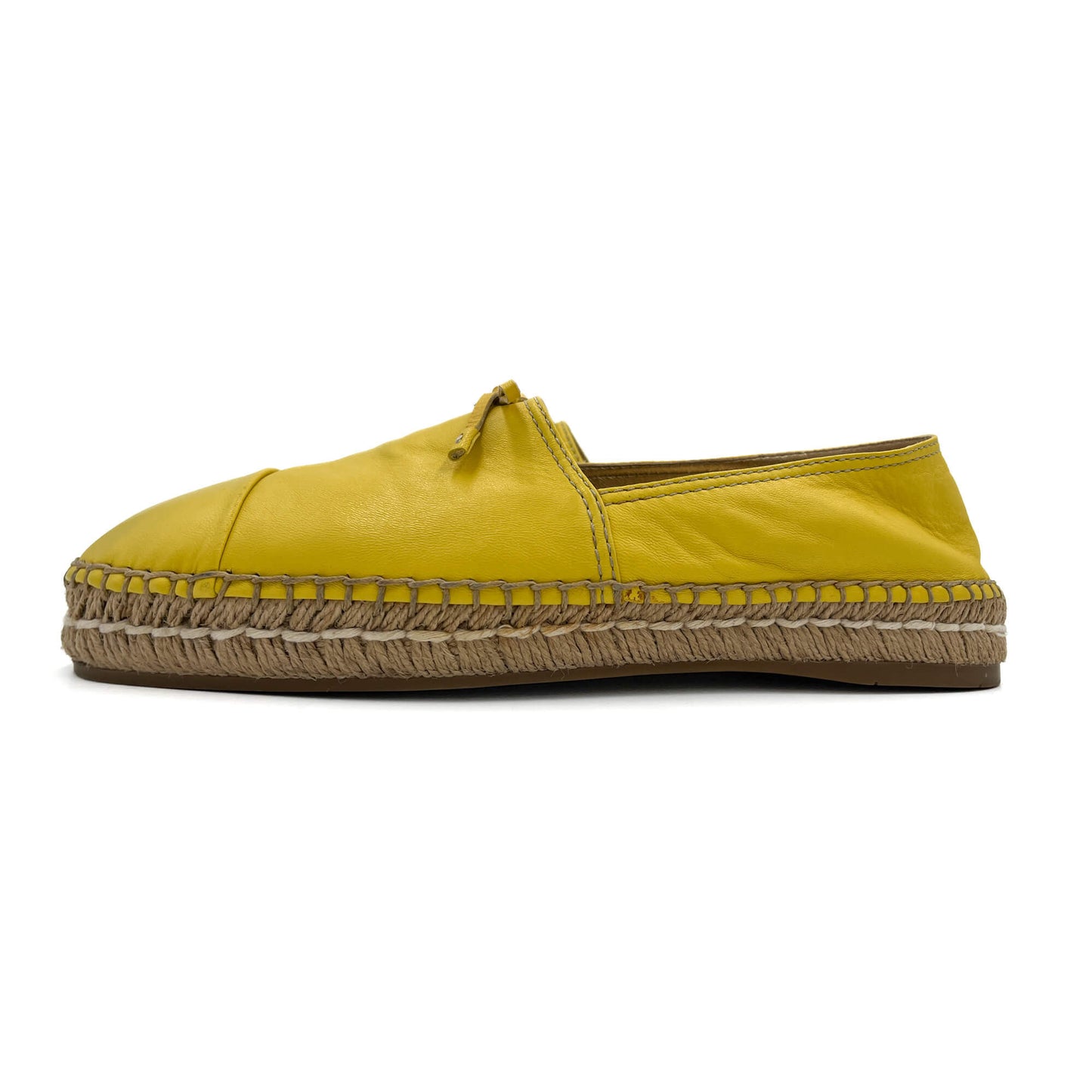 Second hand Prada Flat Espadrille Leather 38.5 Yellow - Tabita Bags