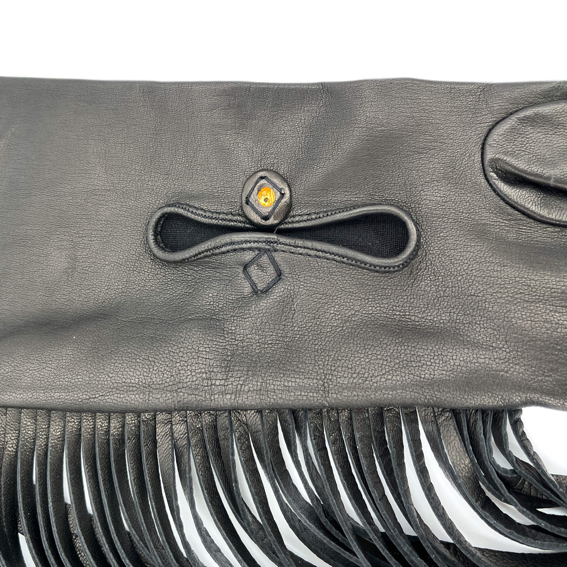 Second hand Prada Fringe Long Lambskin Leather Glove Black - Tabita Bags