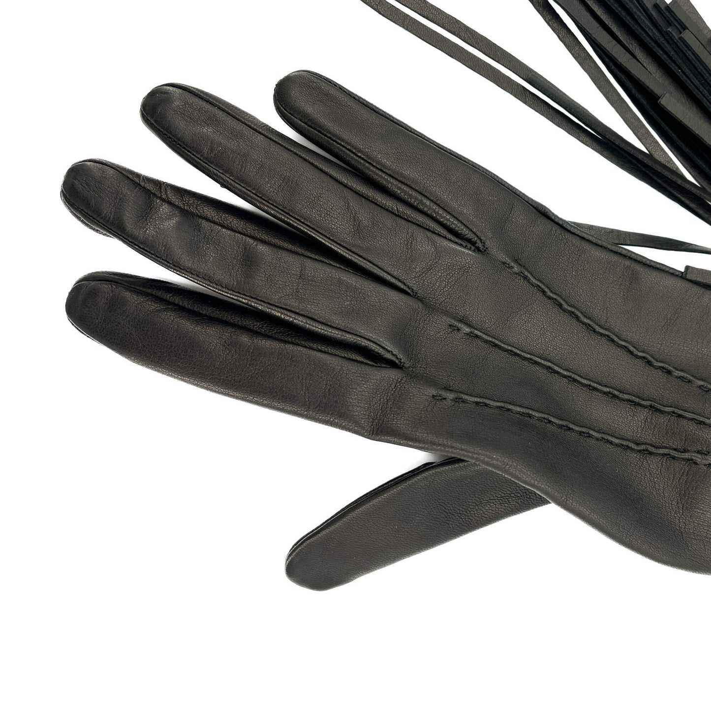 Second hand Prada Fringe Long Lambskin Leather Glove Black - Tabita Bags