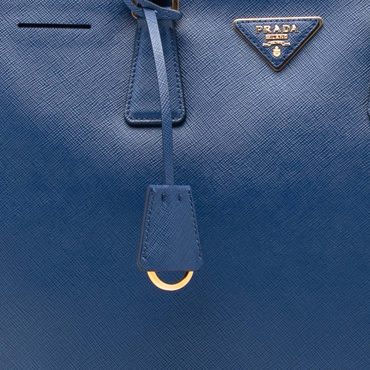 Second hand Prada Galleria Large Saffiano Lux Leather Tote Handbag Blue - Tabita Bags