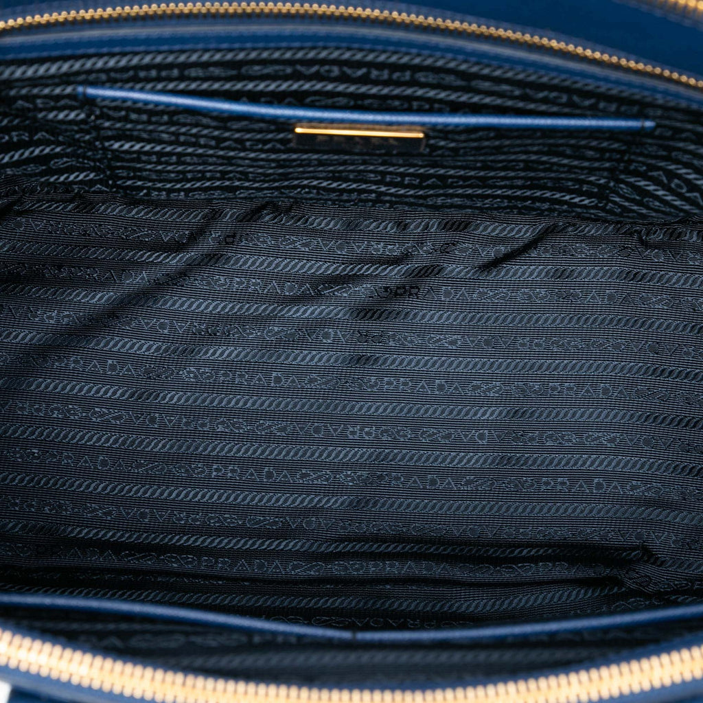 Second hand Prada Galleria Large Saffiano Lux Leather Tote Handbag Blue - Tabita Bags