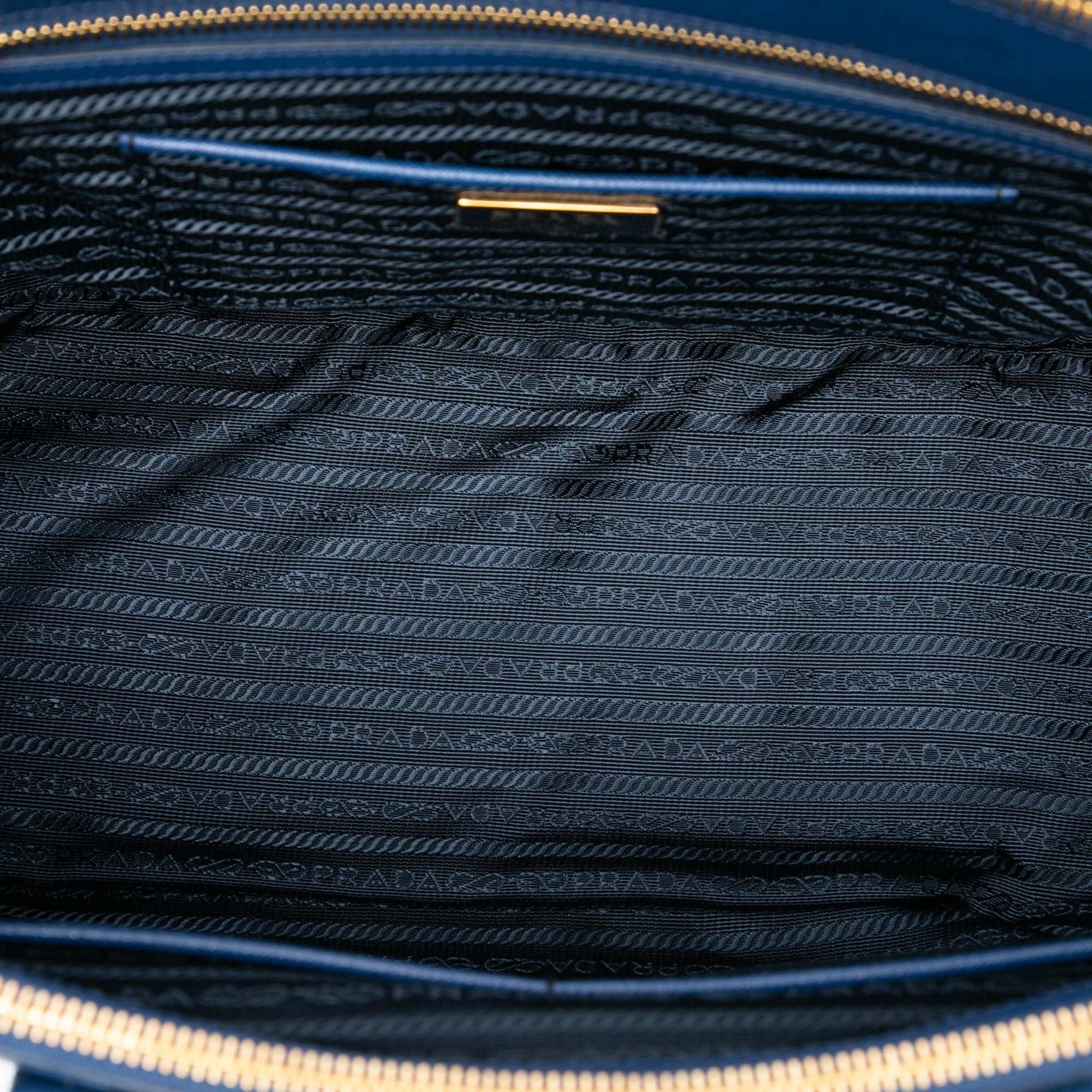 Second hand Prada Galleria Large Saffiano Lux Leather Tote Handbag Blue - Tabita Bags