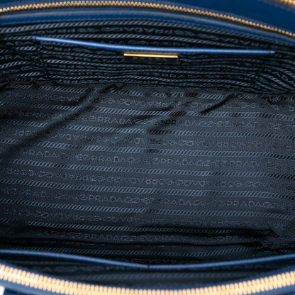 Second hand Prada Galleria Large Saffiano Lux Leather Tote Handbag Blue - Tabita Bags