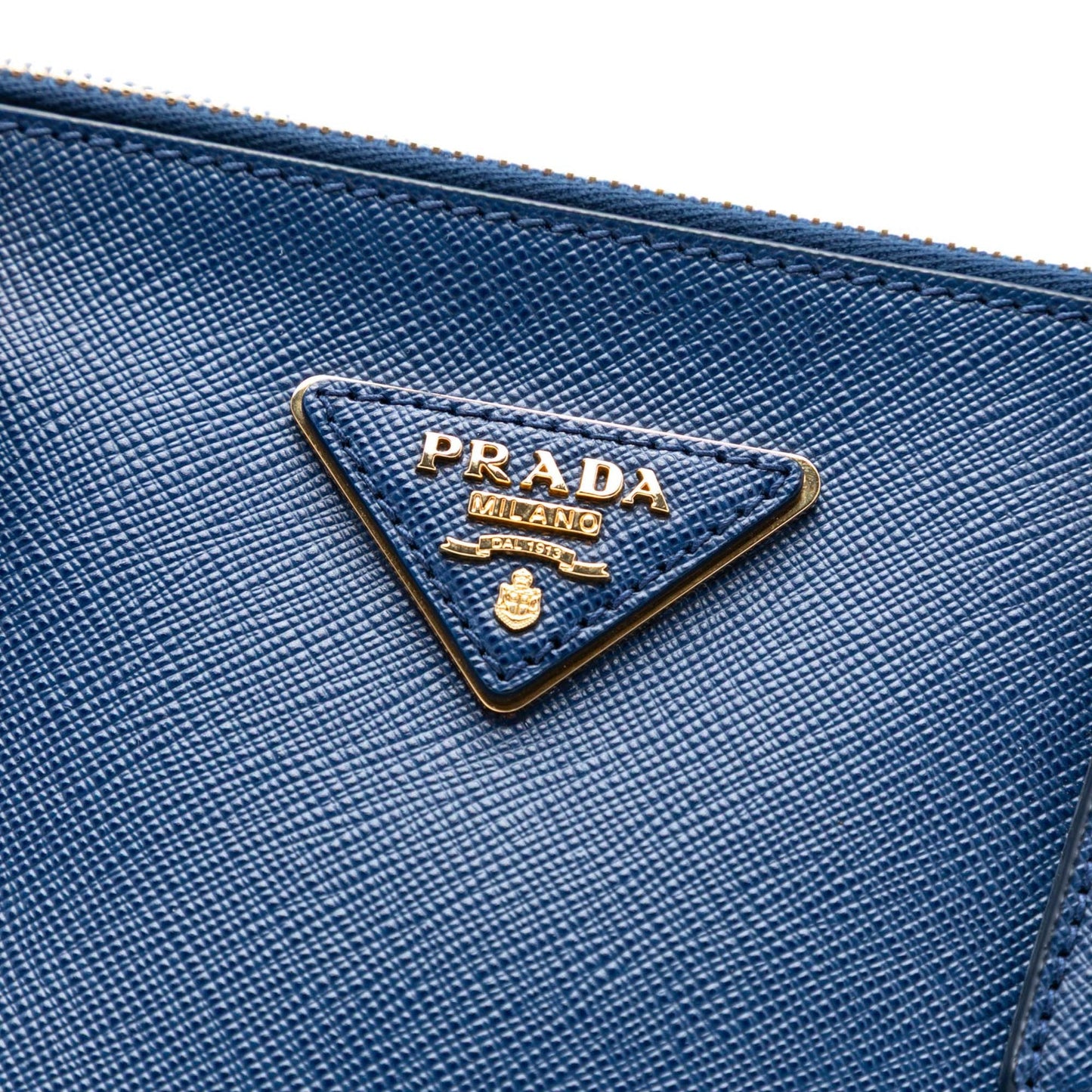 Second hand Prada Galleria Large Saffiano Lux Leather Tote Handbag Blue - Tabita Bags