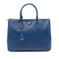 Second hand Prada Galleria Large Saffiano Lux Leather Tote Handbag Blue - Tabita Bags