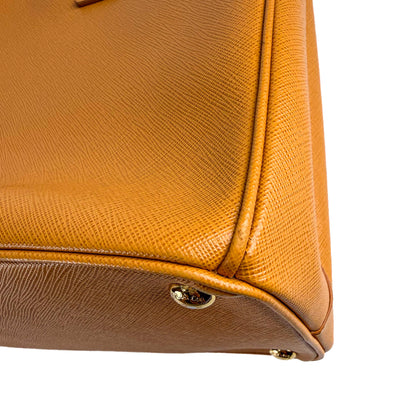 Second hand Prada Galleria Large Saffiano Lux Leather Tote Handbag Mustard - Tabita Bags