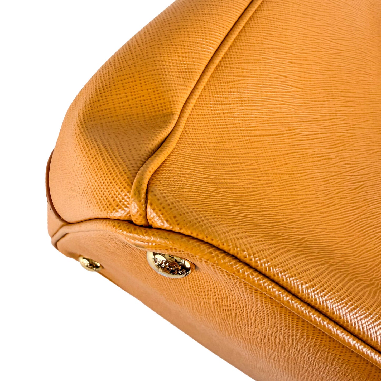 Second hand Prada Galleria Large Saffiano Lux Leather Tote Handbag Mustard - Tabita Bags