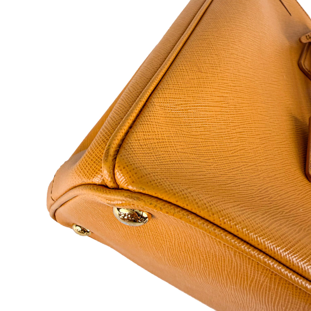 Second hand Prada Galleria Large Saffiano Lux Leather Tote Handbag Mustard - Tabita Bags