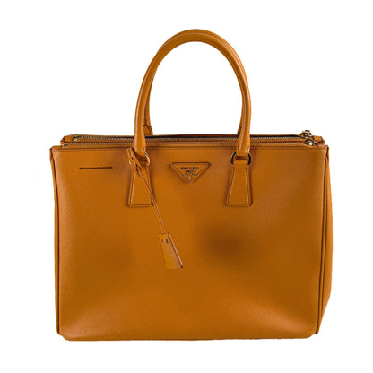 Second hand Prada Galleria Large Saffiano Lux Leather Tote Handbag Mustard - Tabita Bags
