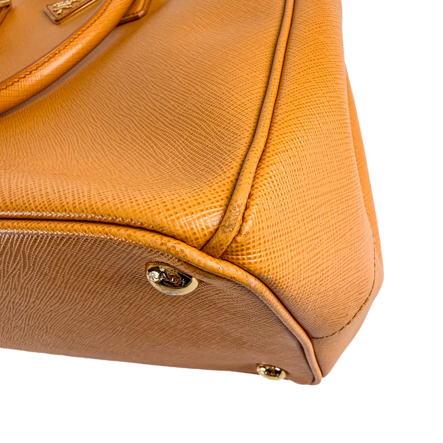 Second hand Prada Galleria Large Saffiano Lux Leather Tote Handbag Mustard - Tabita Bags