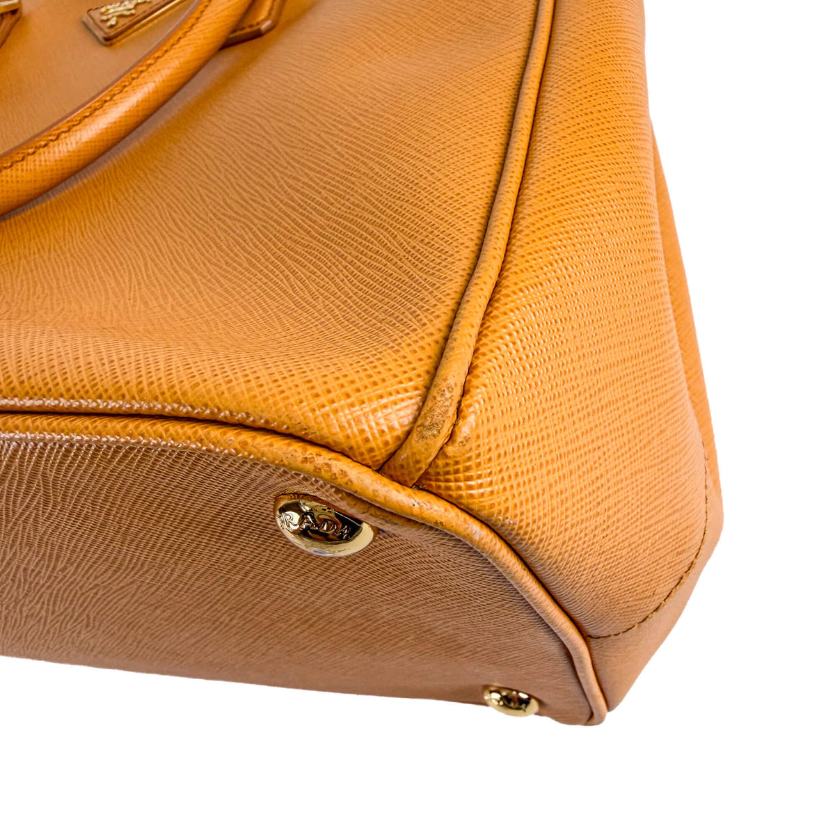 Second hand Prada Galleria Large Saffiano Lux Leather Tote Handbag Mustard - Tabita Bags