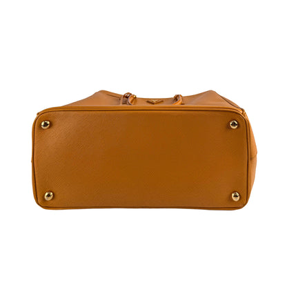 Second hand Prada Galleria Large Saffiano Lux Leather Tote Handbag Mustard - Tabita Bags