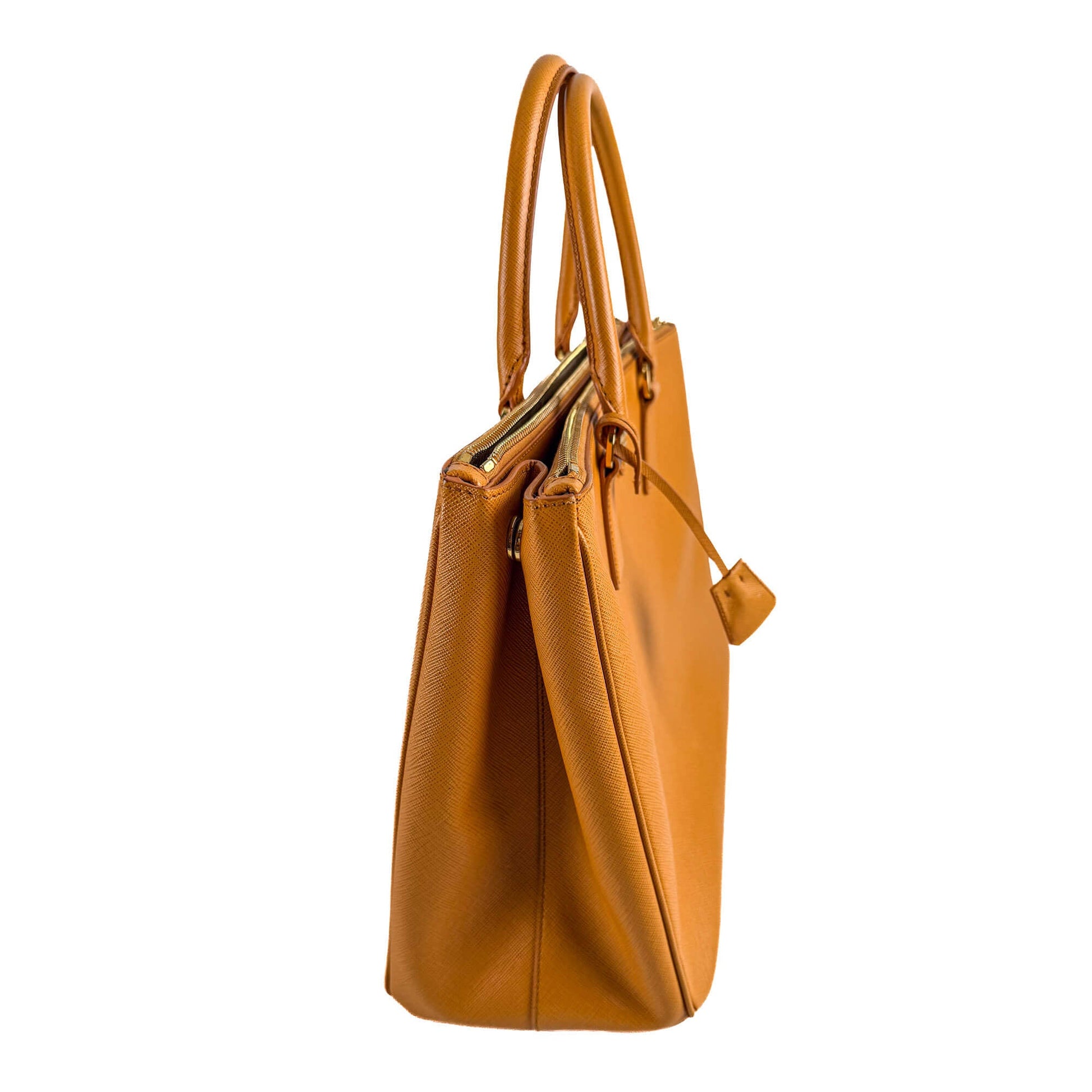 Second hand Prada Galleria Large Saffiano Lux Leather Tote Handbag Mustard - Tabita Bags