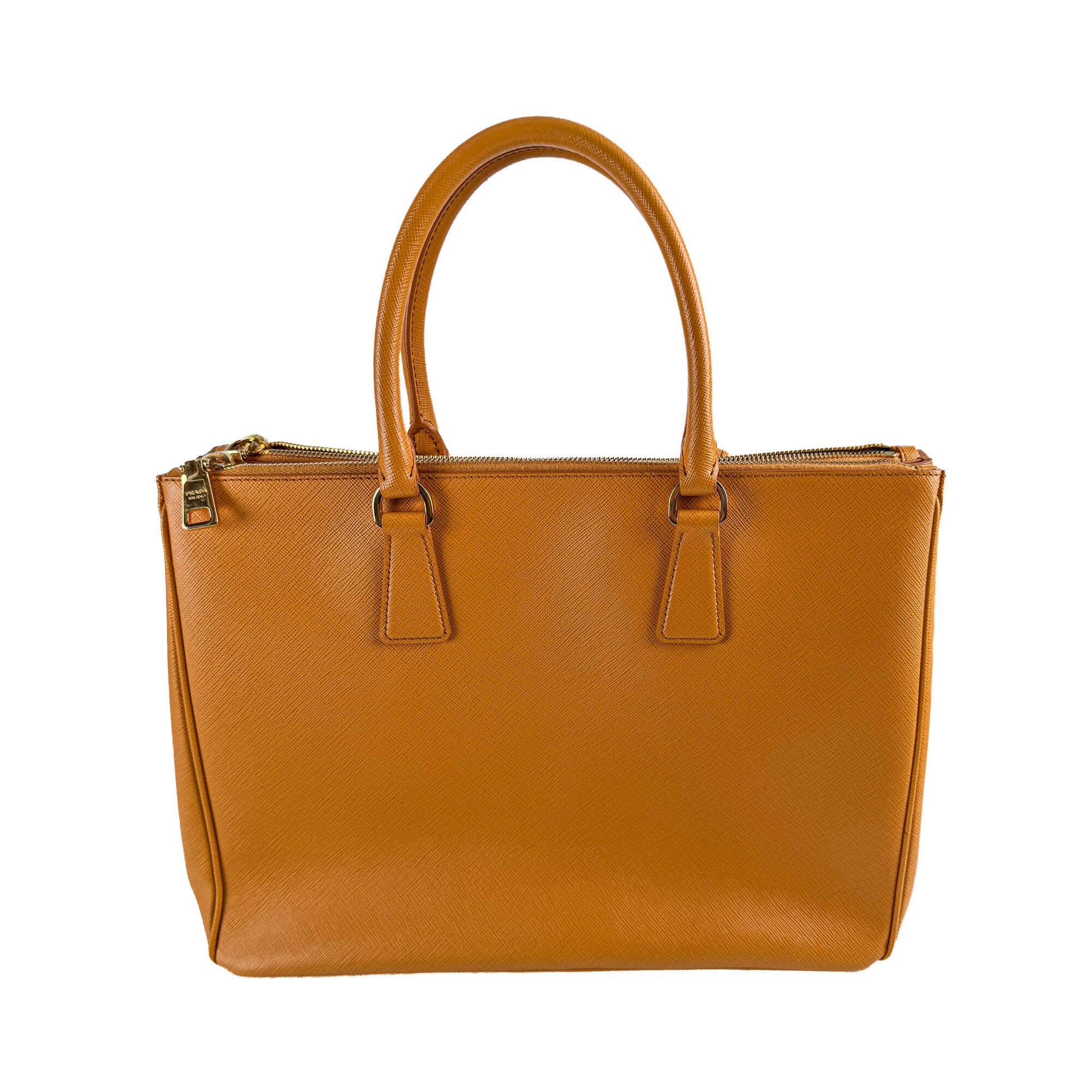 Second hand Prada Galleria Large Saffiano Lux Leather Tote Handbag Mustard - Tabita Bags