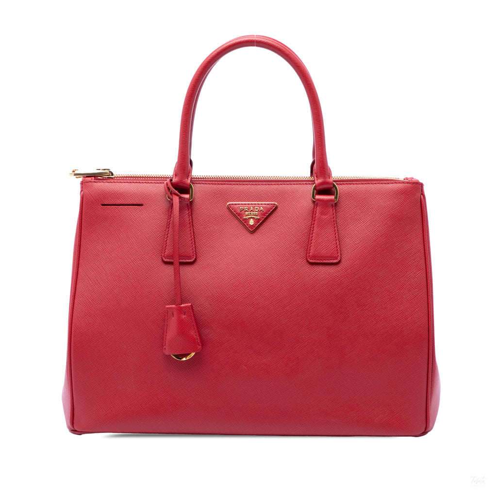Second hand Prada Galleria Large Saffiano Lux Leather Tote Handbag Red - Tabita Bags