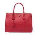 Second hand Prada Galleria Large Saffiano Lux Leather Tote Handbag Red - Tabita Bags