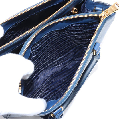 Second hand Prada Galleria Medium Saffiano Leather Tote Handbag Blue - Tabita Bags
