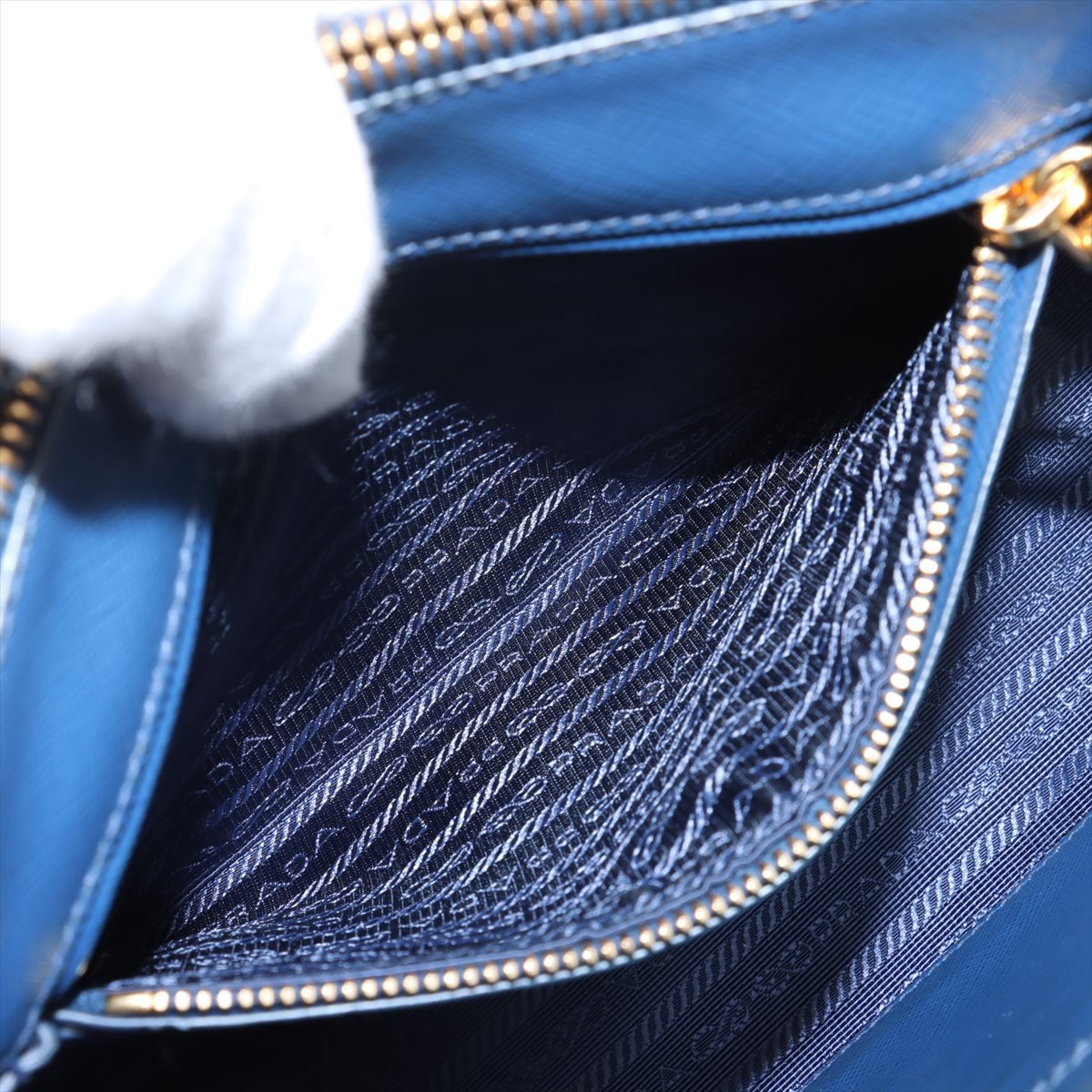 Second hand Prada Galleria Medium Saffiano Leather Tote Handbag Blue - Tabita Bags