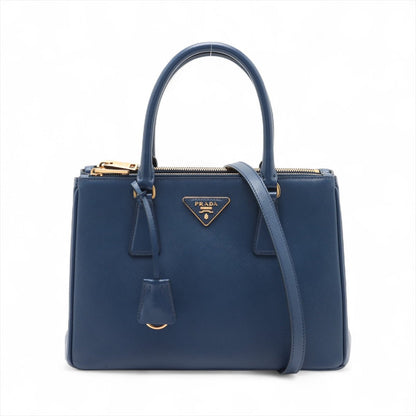 Second hand Prada Galleria Medium Saffiano Leather Tote Handbag Blue - Tabita Bags