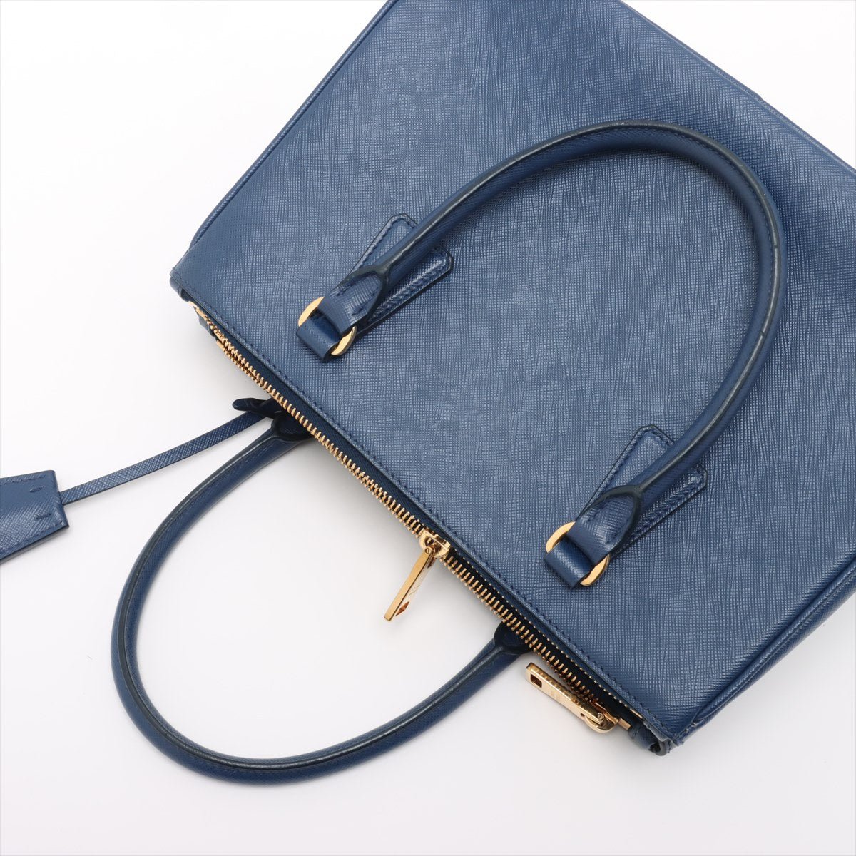 Second hand Prada Galleria Medium Saffiano Leather Tote Handbag Blue - Tabita Bags