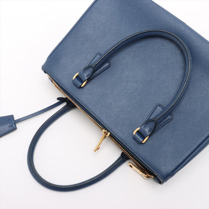 Second hand Prada Galleria Medium Saffiano Leather Tote Handbag Blue - Tabita Bags
