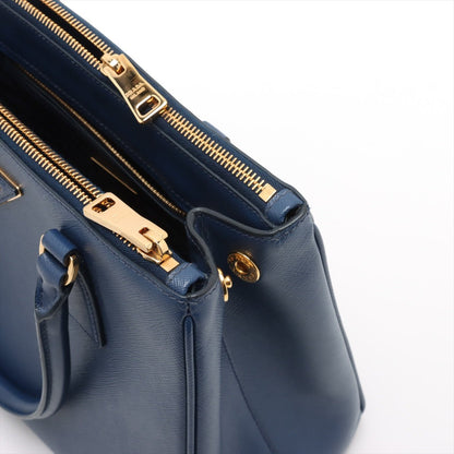 Second hand Prada Galleria Medium Saffiano Leather Tote Handbag Blue - Tabita Bags