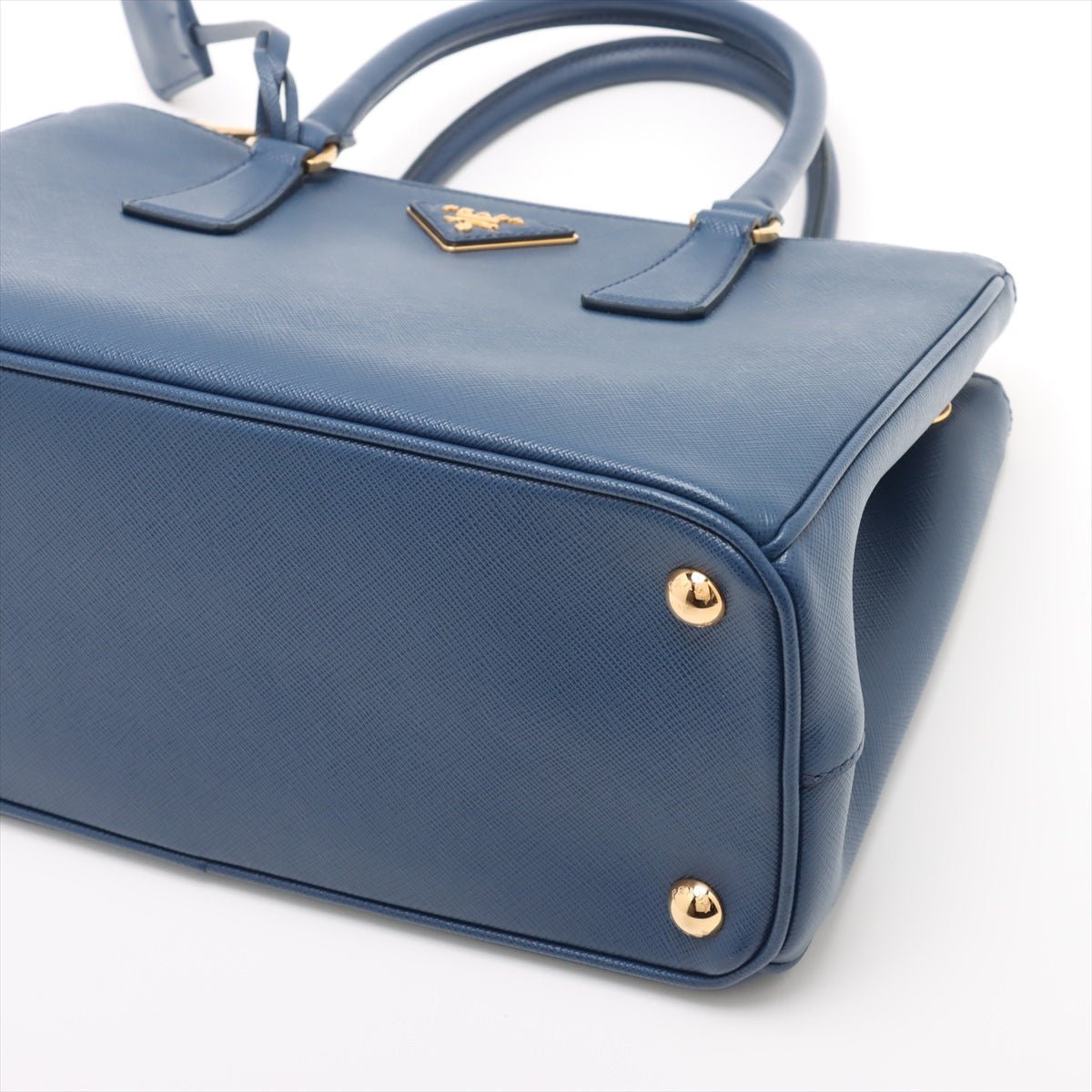 Second hand Prada Galleria Medium Saffiano Leather Tote Handbag Blue - Tabita Bags