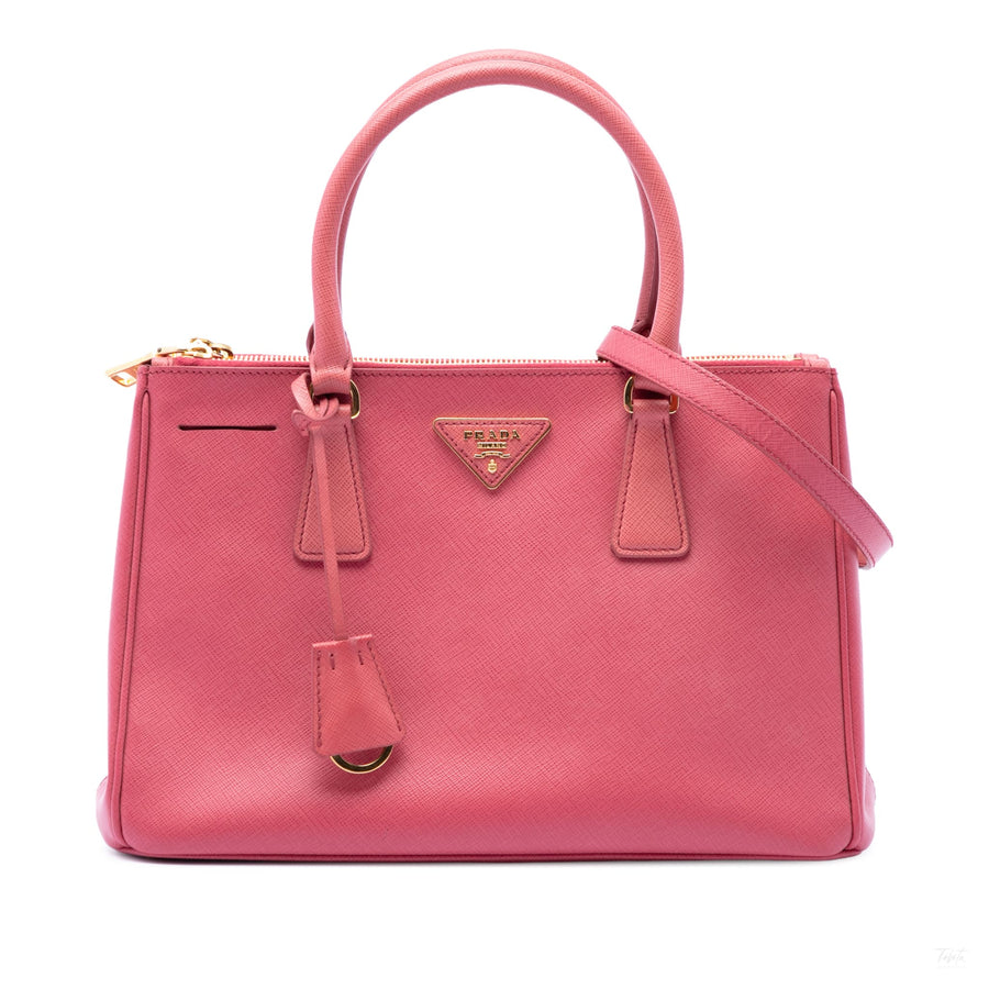 Second hand Prada Galleria Medium Saffiano Leather Tote Handbag Pink - Tabita Bags
