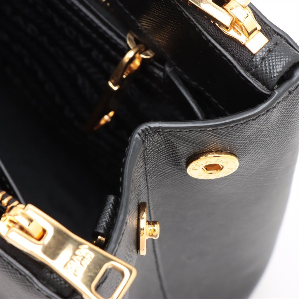 Second hand Prada Galleria Medium Saffiano Lux Leather 3 - Ways Tote Handbag Black - Tabita Bags
