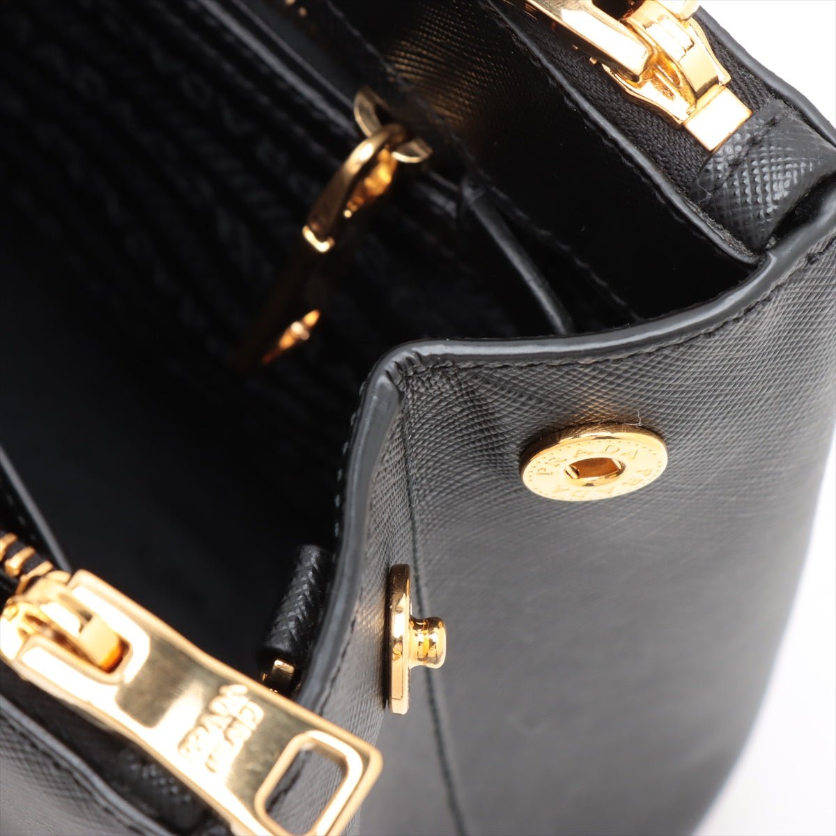Second hand Prada Galleria Medium Saffiano Lux Leather 3 - Ways Tote Handbag Black - Tabita Bags