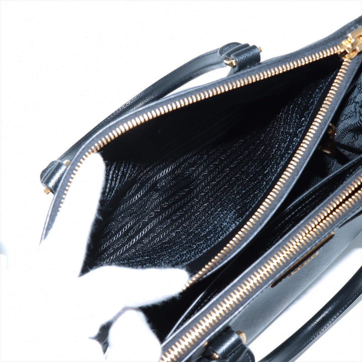Second hand Prada Galleria Medium Saffiano Lux Leather 3 - Ways Tote Handbag Black - Tabita Bags