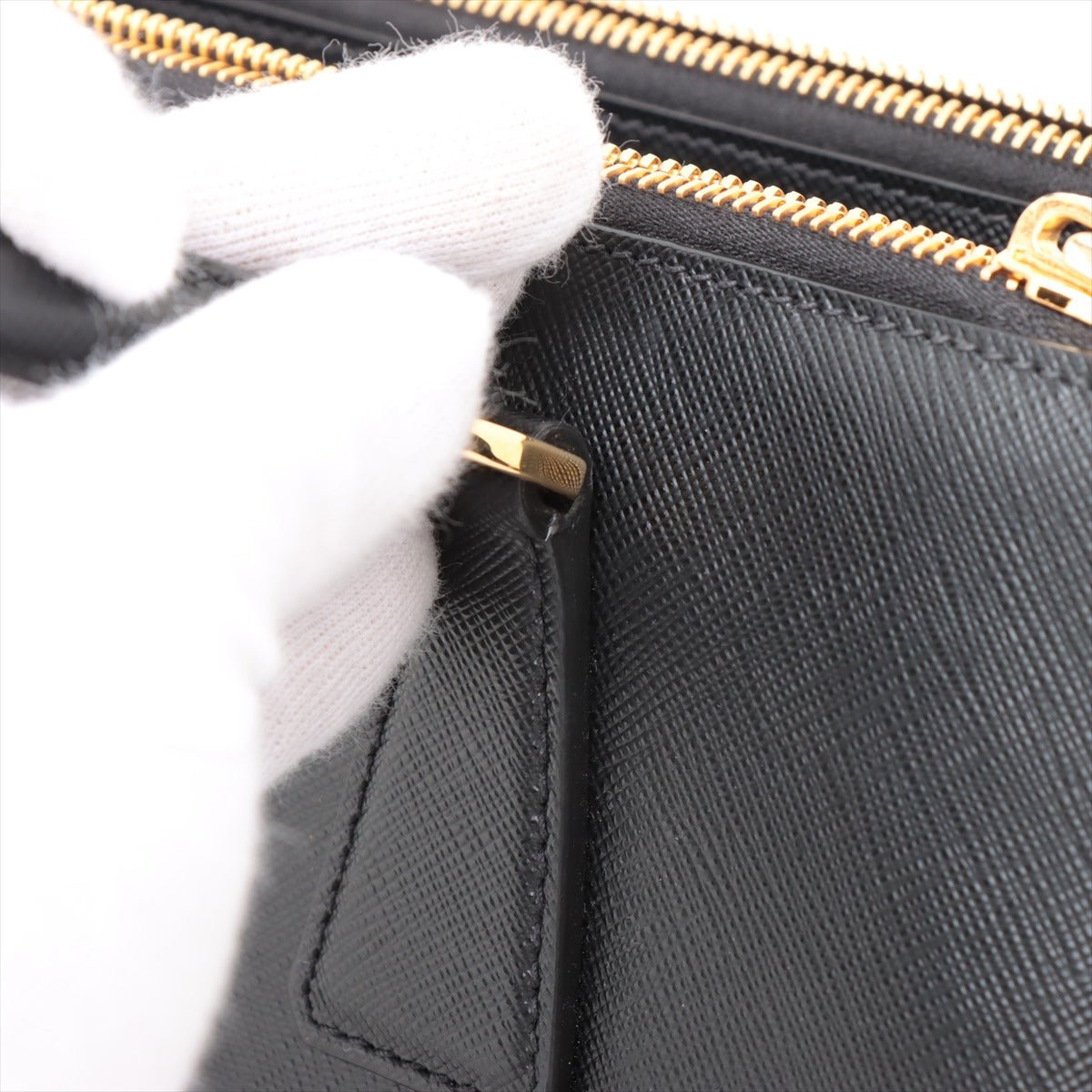 Second hand Prada Galleria Medium Saffiano Lux Leather 3 - Ways Tote Handbag Black - Tabita Bags