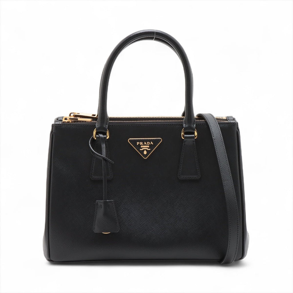 Second hand Prada Galleria Medium Saffiano Lux Leather 3 - Ways Tote Handbag Black - Tabita Bags