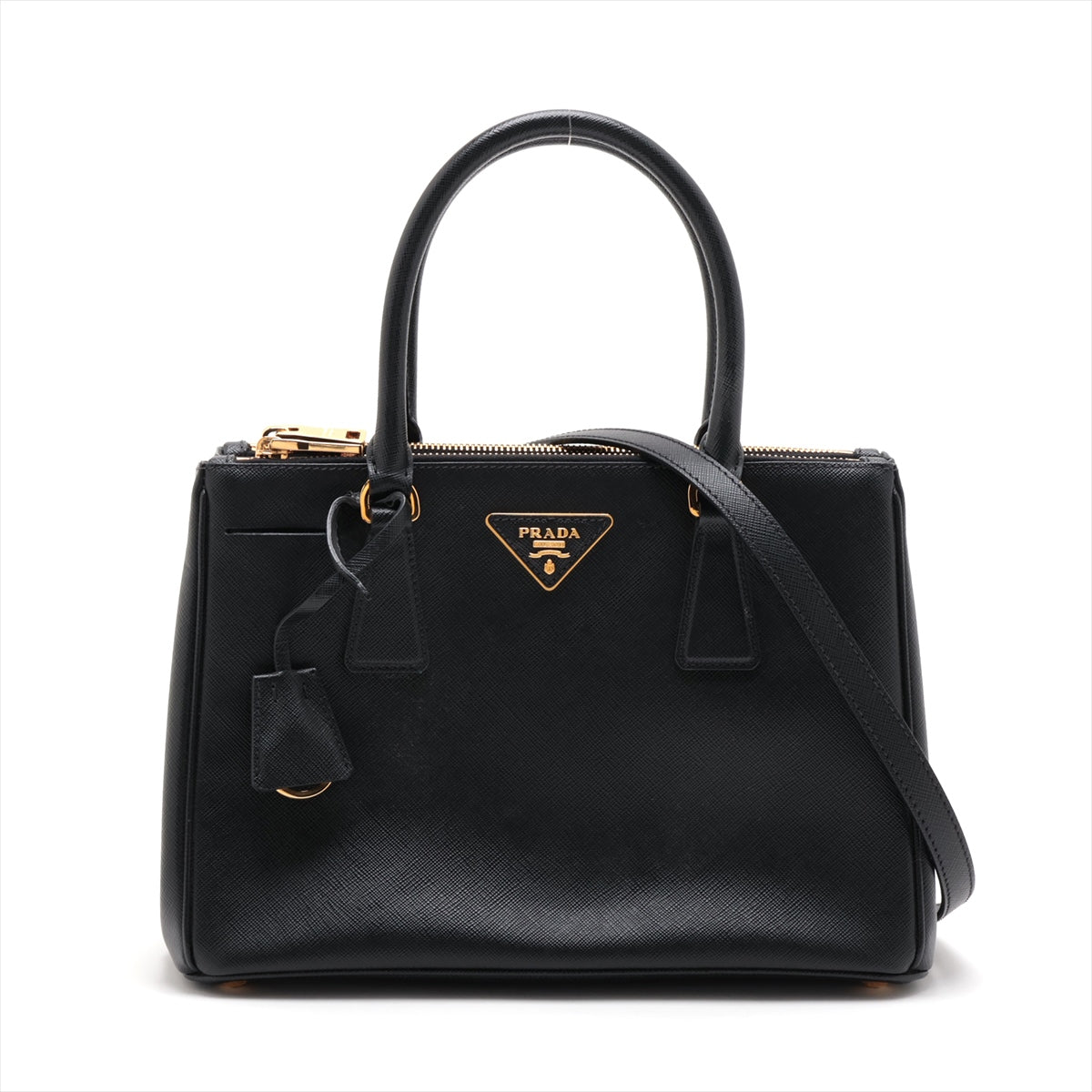 Second hand Prada Galleria Medium Saffiano Lux Leather 3 - Ways Tote Handbag Black - Tabita Bags