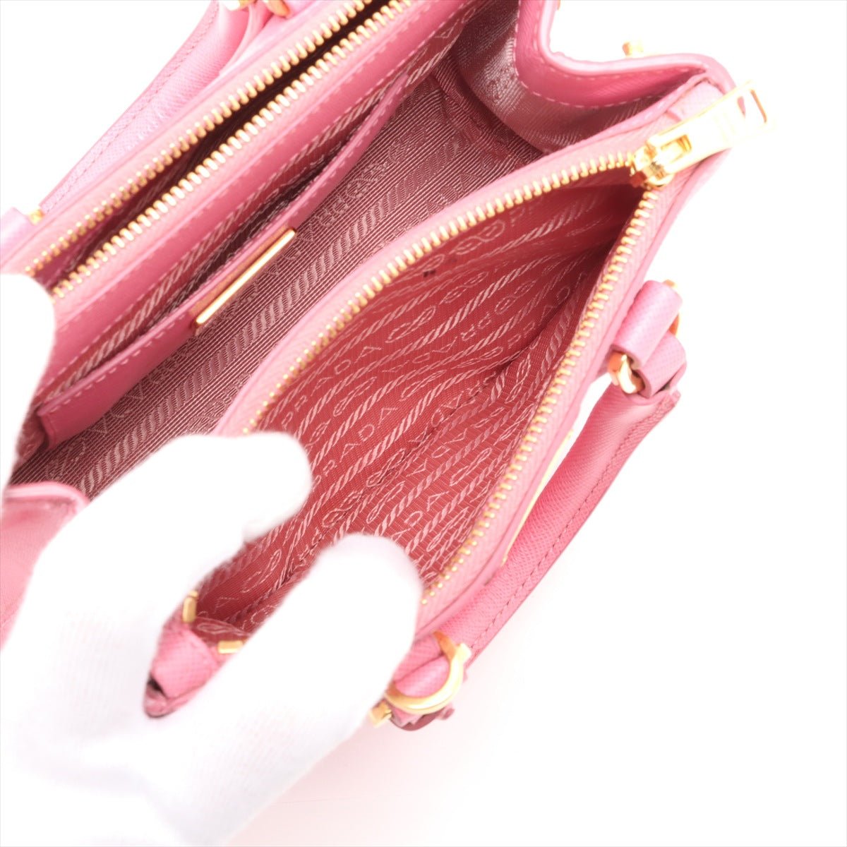 Second hand Prada Galleria Mini Saffiano Leather Handbag Pink - Tabita Bags