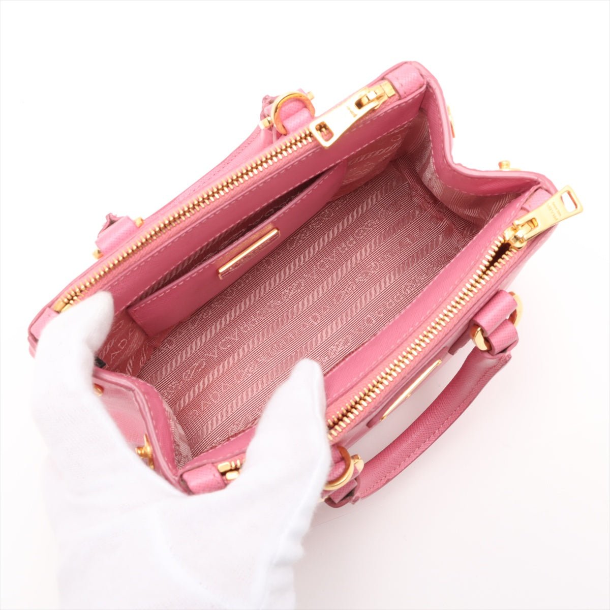 Second hand Prada Galleria Mini Saffiano Leather Handbag Pink - Tabita Bags