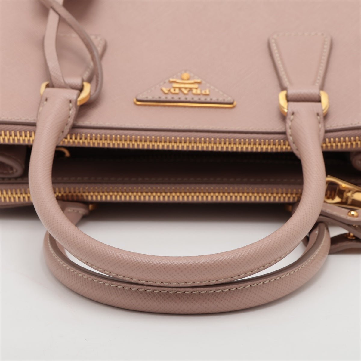 Second hand Prada Galleria Small Saffiano Lux Leather 2 - Ways Handbag Beige Pink - Tabita Bags