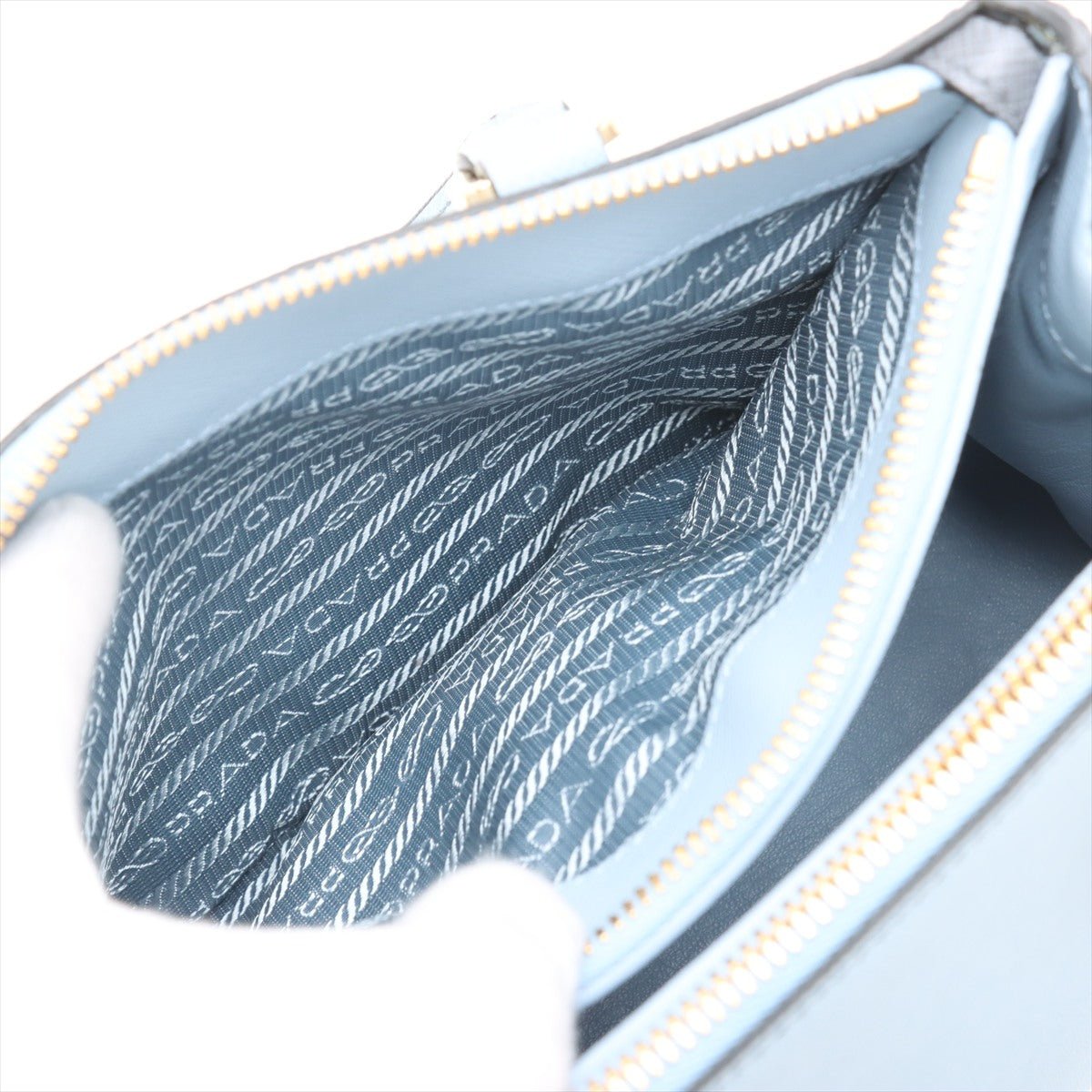 Second hand Prada Galleria Small Saffiano Lux Leather Handbag Blue - Tabita Bags
