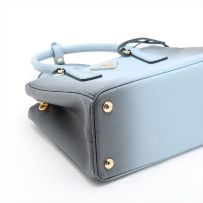 Second hand Prada Galleria Small Saffiano Lux Leather Handbag Blue - Tabita Bags