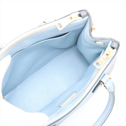 Second hand Prada Galleria Small Saffiano Lux Leather Handbag Blue - Tabita Bags