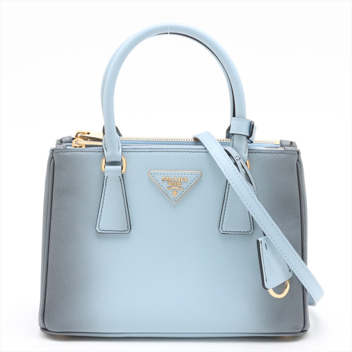 Second hand Prada Galleria Small Saffiano Lux Leather Handbag Blue - Tabita Bags