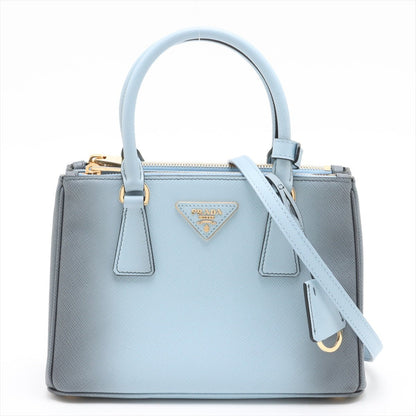 Second hand Prada Galleria Small Saffiano Lux Leather Handbag Blue - Tabita Bags