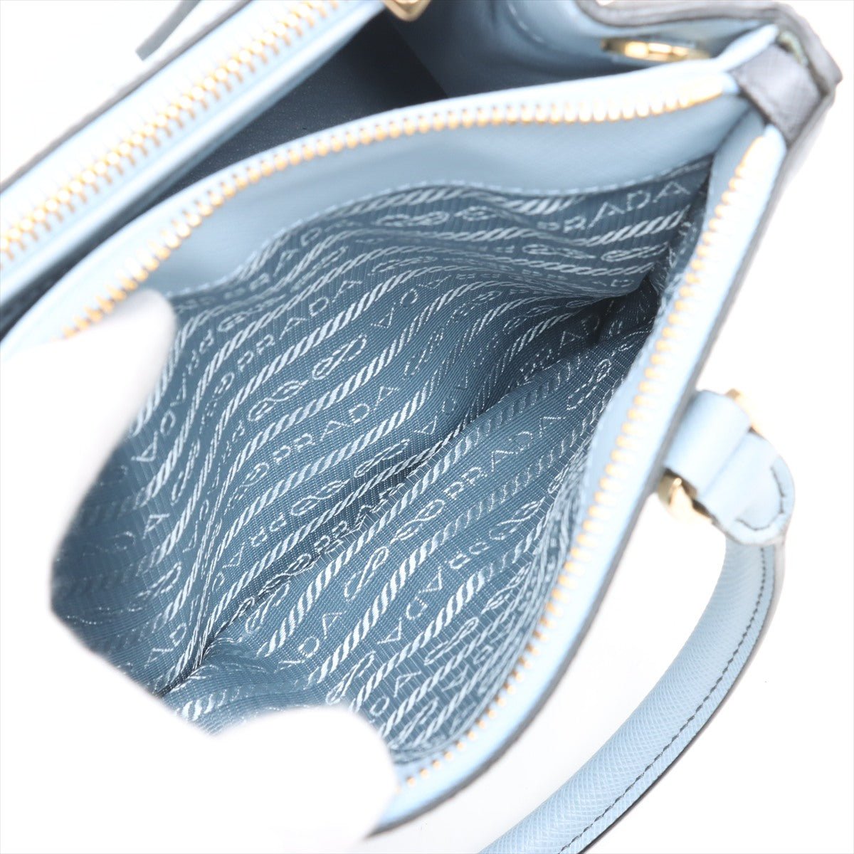Second hand Prada Galleria Small Saffiano Lux Leather Handbag Blue - Tabita Bags