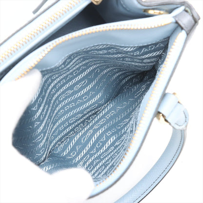 Second hand Prada Galleria Small Saffiano Lux Leather Handbag Blue - Tabita Bags