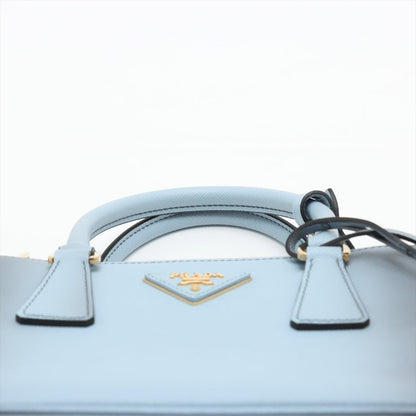 Second hand Prada Galleria Small Saffiano Lux Leather Handbag Blue - Tabita Bags