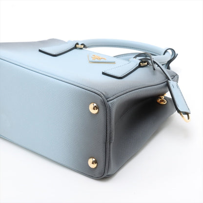 Second hand Prada Galleria Small Saffiano Lux Leather Handbag Blue - Tabita Bags